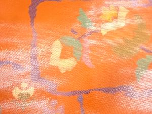 アンティーク　漆箔抽象草花模様織り出し名古屋帯